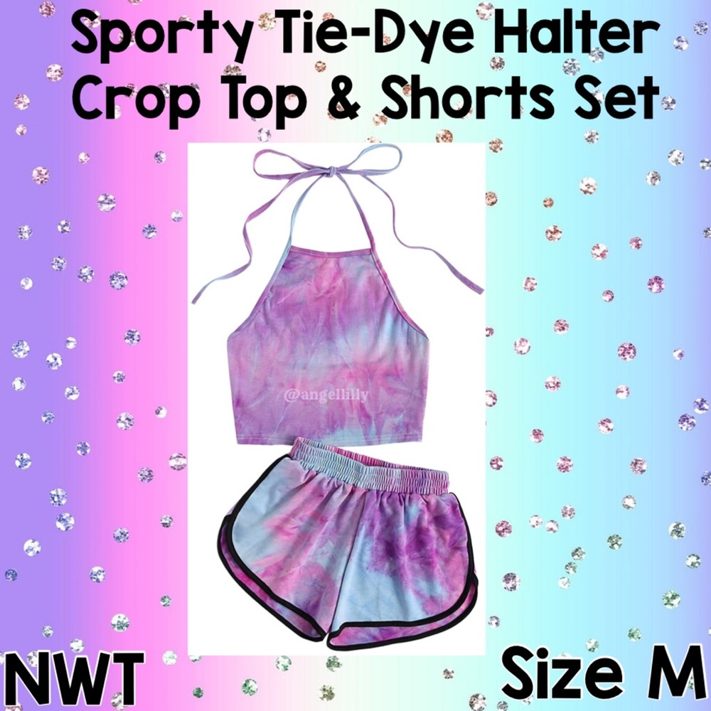 Sporty Tie-Dye Crop Top & Matching Shorts NWT